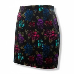 Betsey Johnson Vintage Floral Velour Pull-On Skirt | Size P